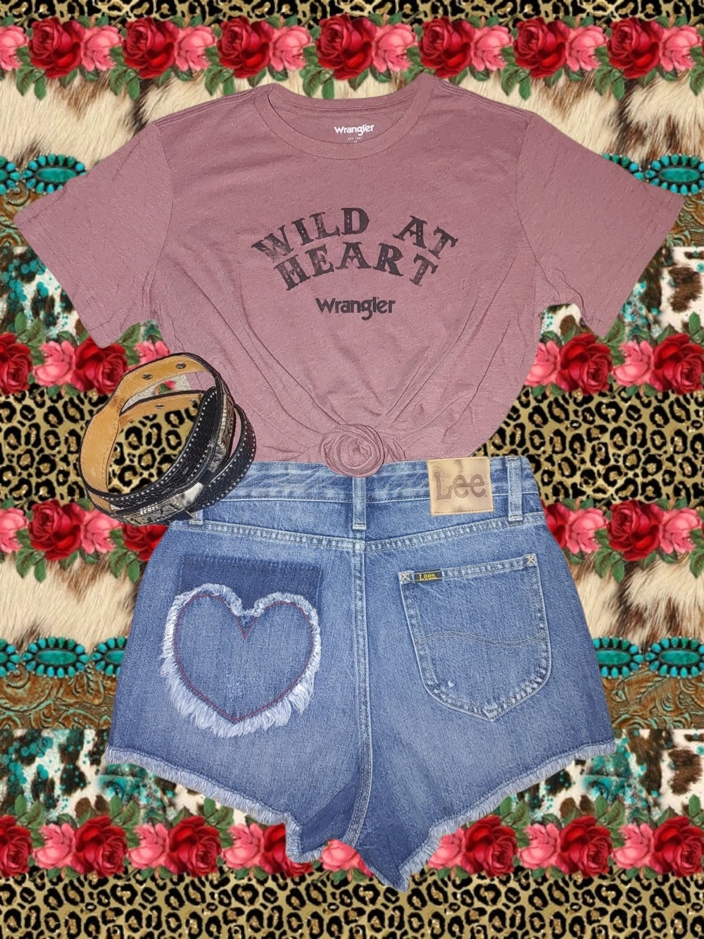 Wrangler Mauve 'Wild At Heart' Graphic Short Sleeve Tee